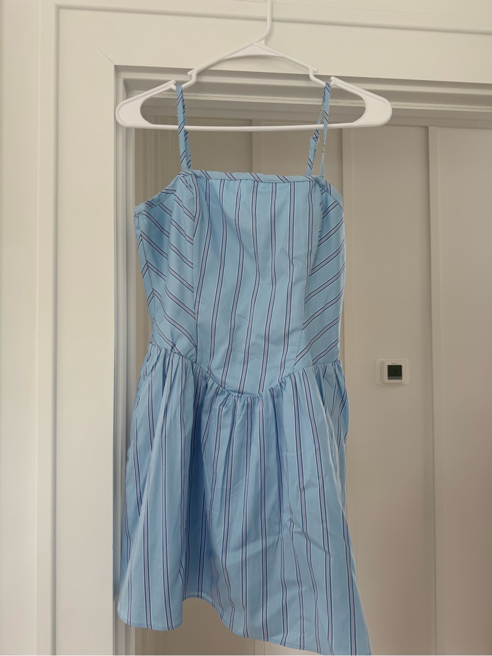 French Connection Light Blue Striped Sundress